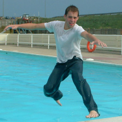 pool construction work in wet clothes