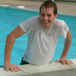 pool construction work in wet clothes